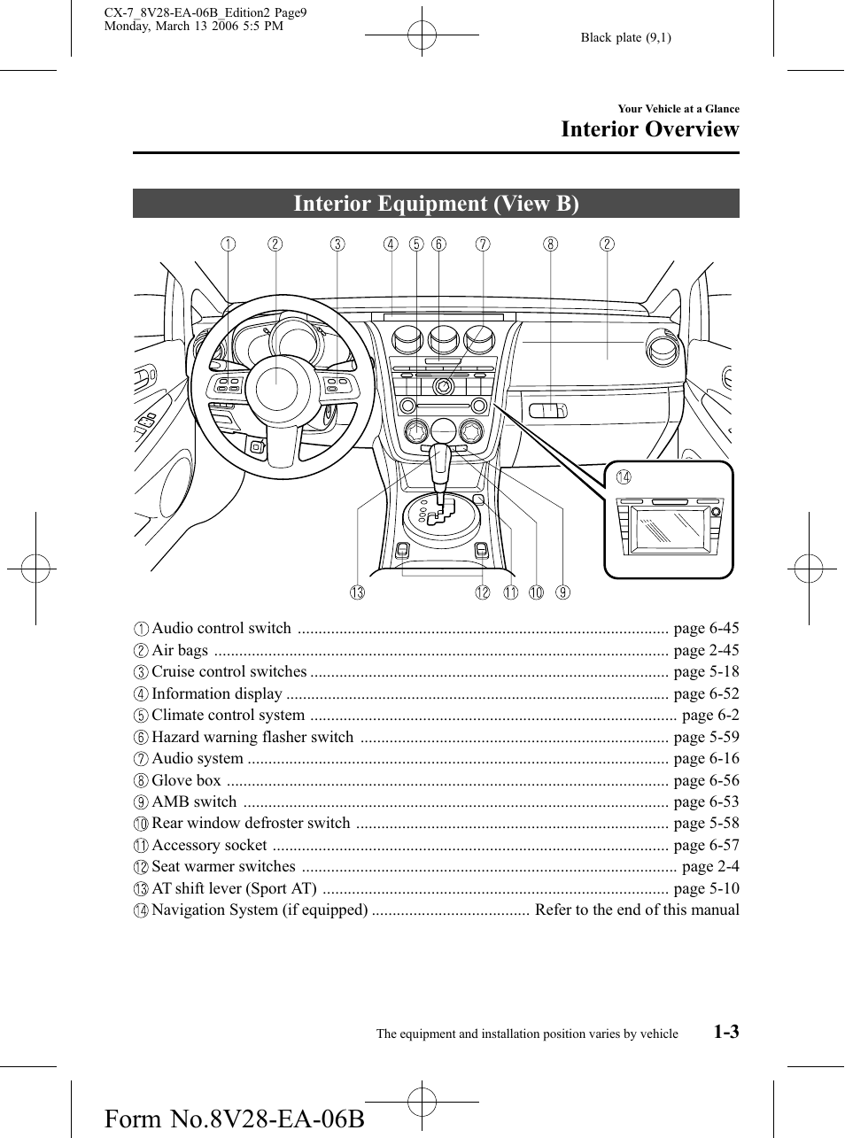 Interior equipment (view b), Interior equipment (view b) -3, Interior overview | Mazda 2007 CX-7 User Manual | Page 9 / 406