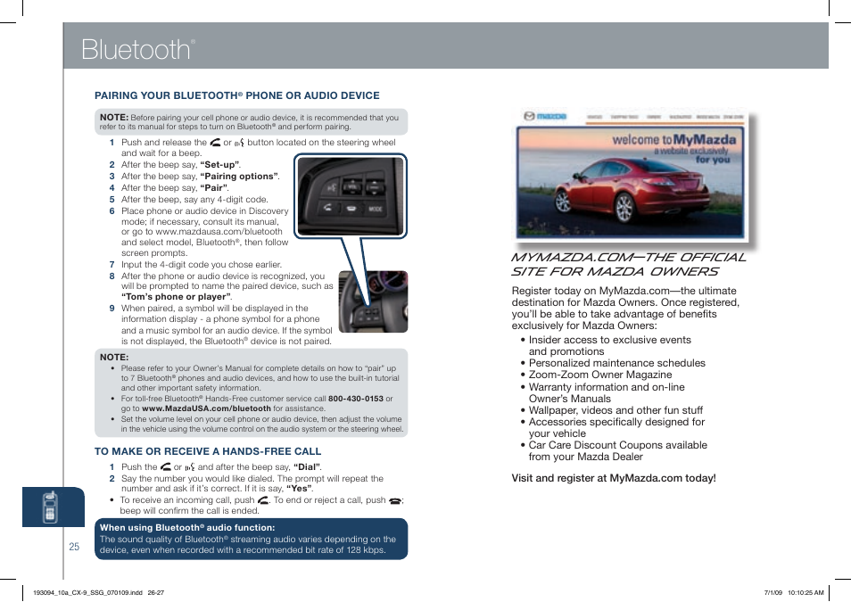 Bluetooth | Mazda 2010 CX-9 User Manual | Page 14 / 16