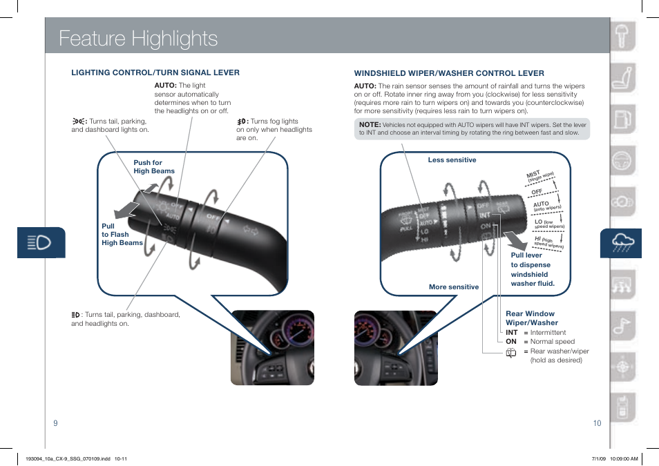 Feature highlights | Mazda 2010 CX-9 User Manual | Page 6 / 16