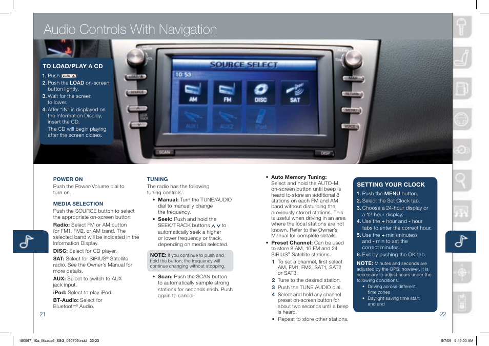 Audio controls with navigation | Mazda 2010 6 User Manual | Page 12 / 16