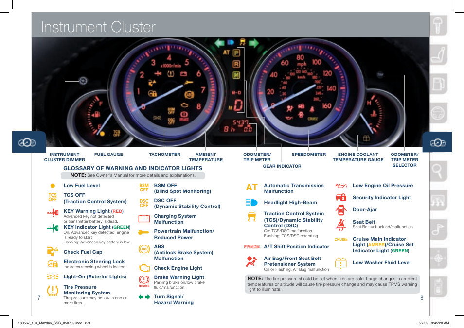 Instrument cluster | Mazda 2010 6 User Manual | Page 5 / 16