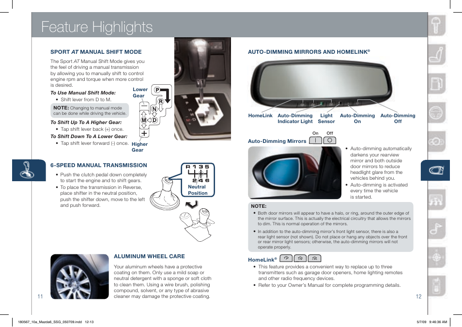 Feature highlights | Mazda 2010 6 User Manual | Page 7 / 16