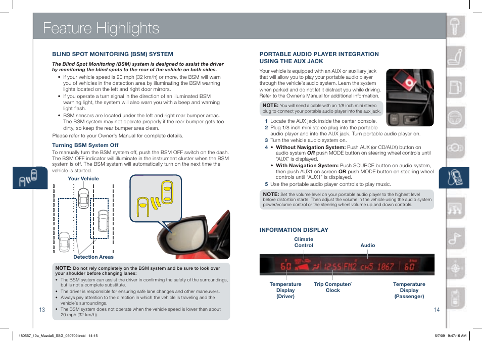 Feature highlights | Mazda 2010 6 User Manual | Page 8 / 16