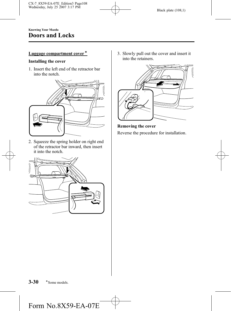 Doors and locks | Mazda 2008 CX-7 User Manual | Page 108 / 502