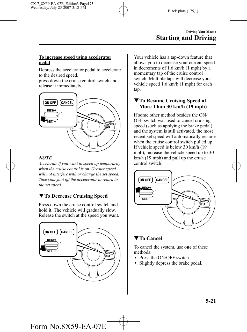 Starting and driving | Mazda 2008 CX-7 User Manual | Page 175 / 502