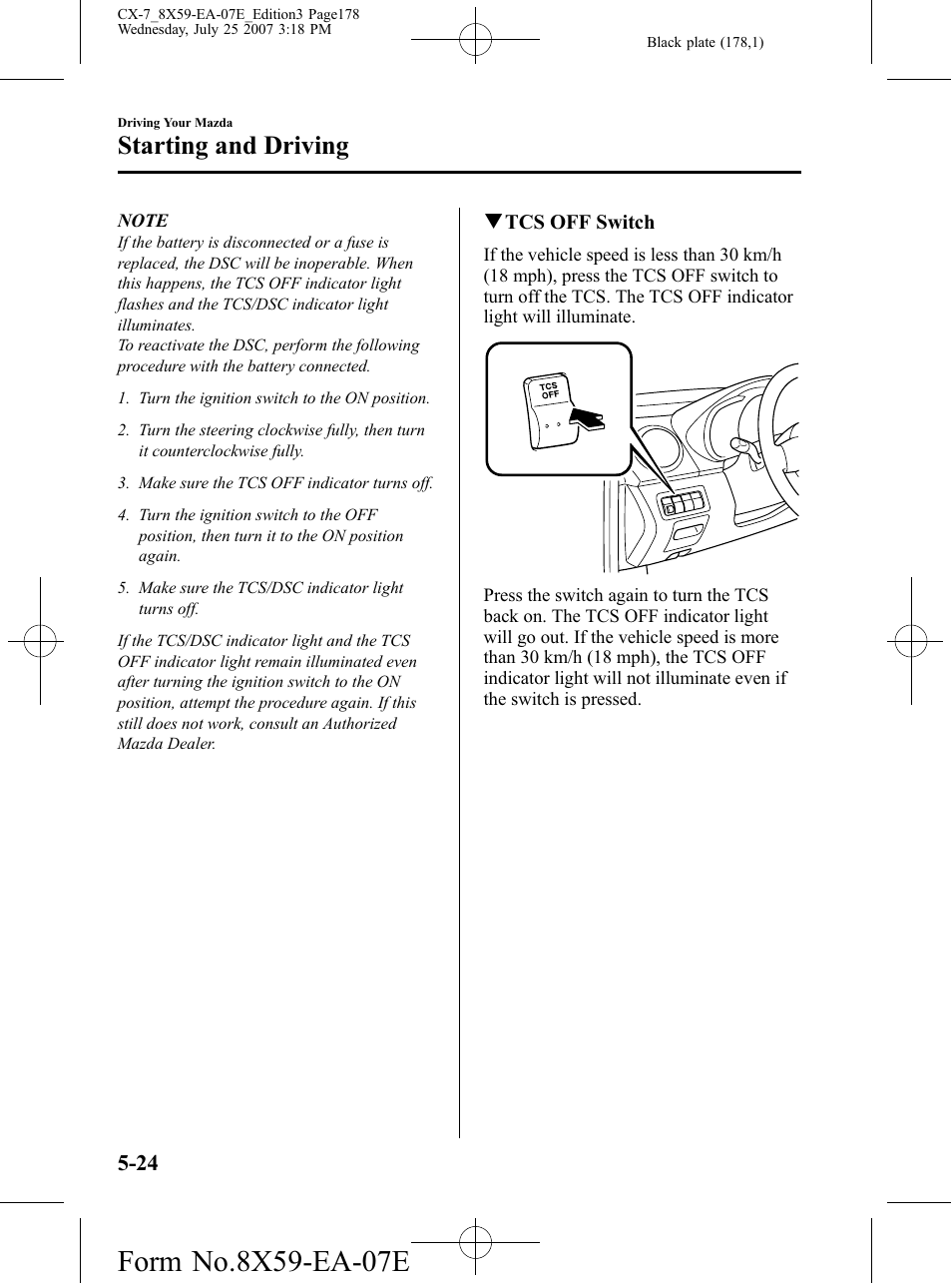 Starting and driving | Mazda 2008 CX-7 User Manual | Page 178 / 502