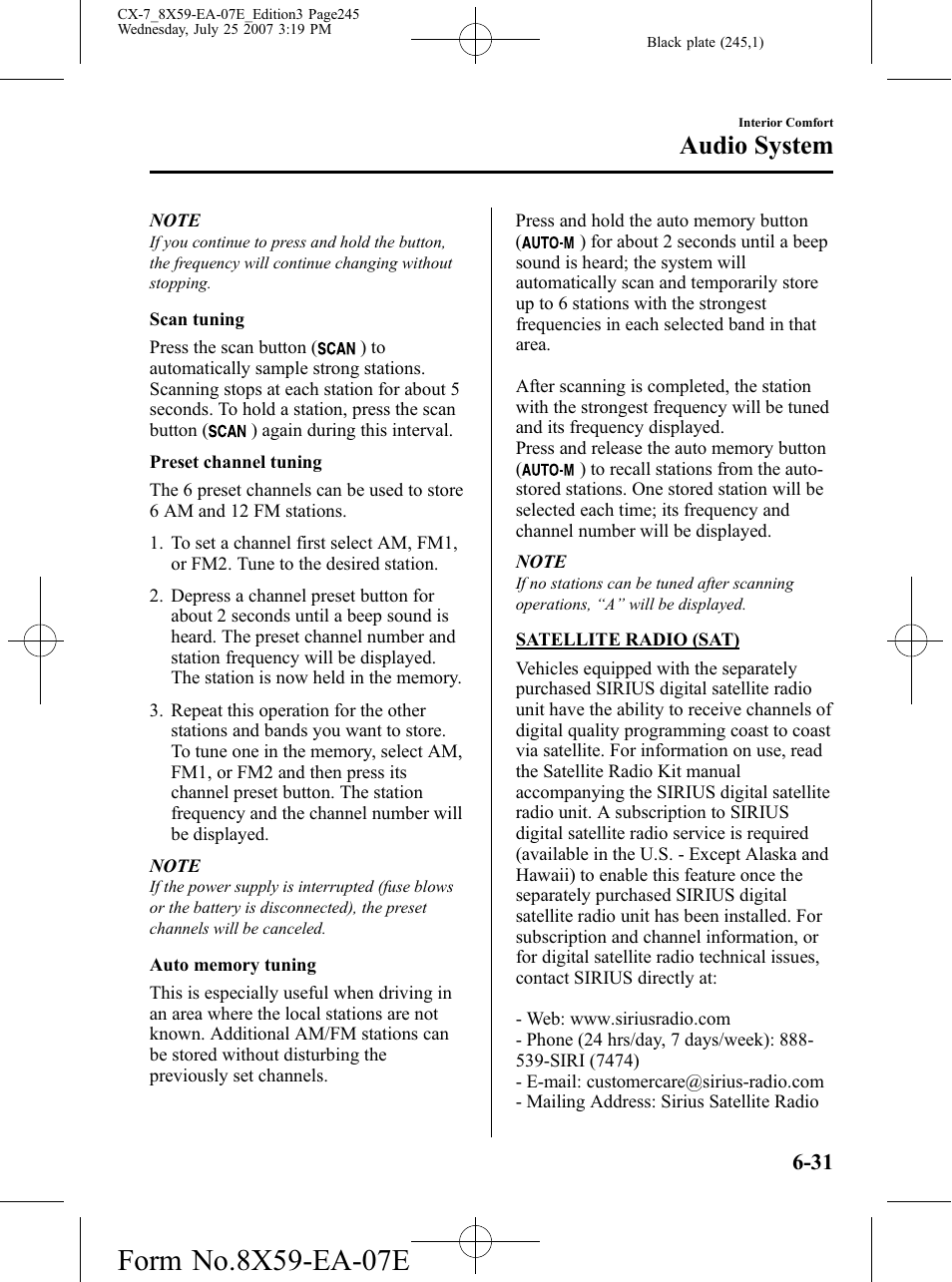 Audio system | Mazda 2008 CX-7 User Manual | Page 245 / 502