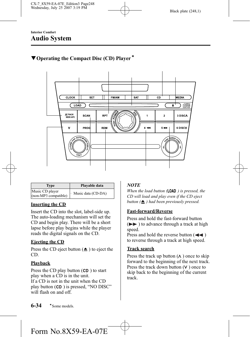 Audio system | Mazda 2008 CX-7 User Manual | Page 248 / 502