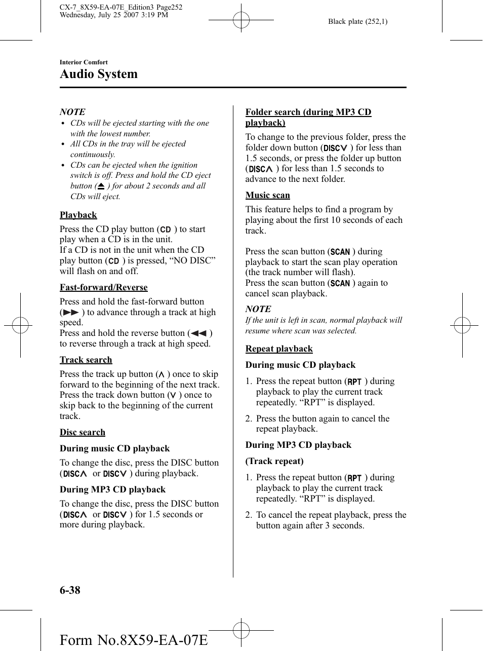 Audio system | Mazda 2008 CX-7 User Manual | Page 252 / 502