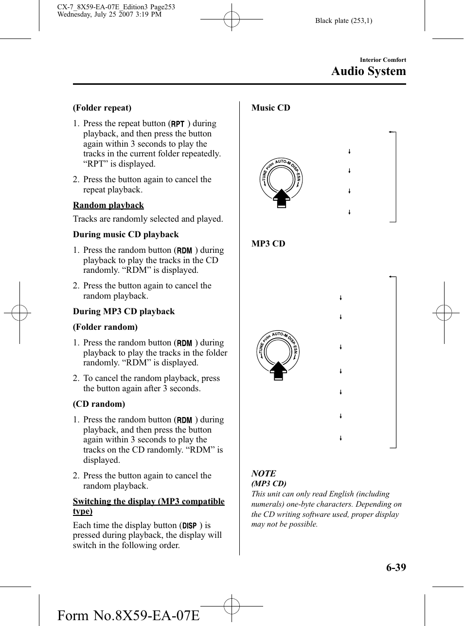 Audio system | Mazda 2008 CX-7 User Manual | Page 253 / 502