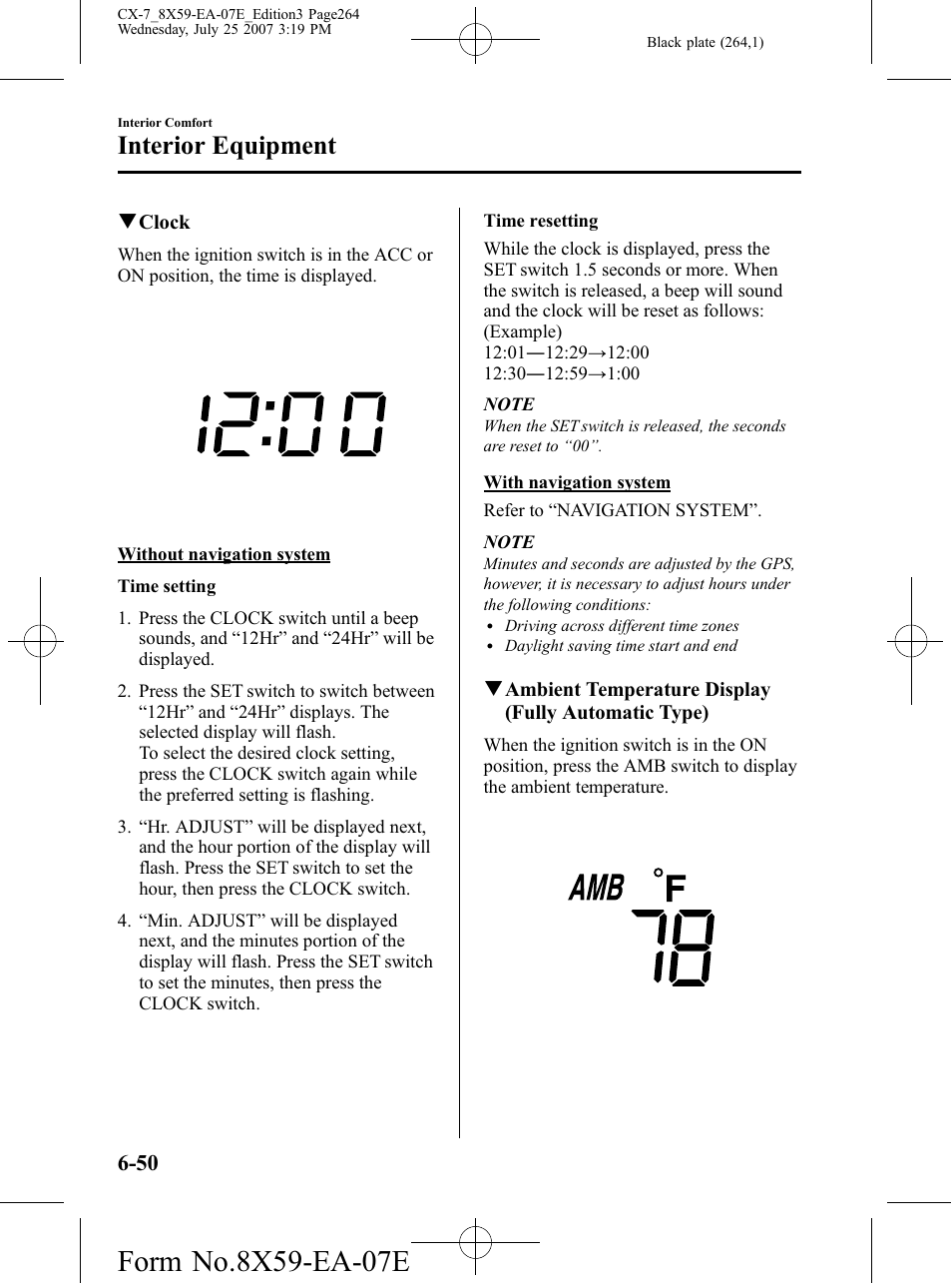 Interior equipment | Mazda 2008 CX-7 User Manual | Page 264 / 502