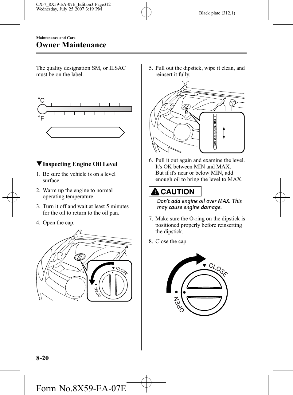 Owner maintenance, Caution | Mazda 2008 CX-7 User Manual | Page 312 / 502