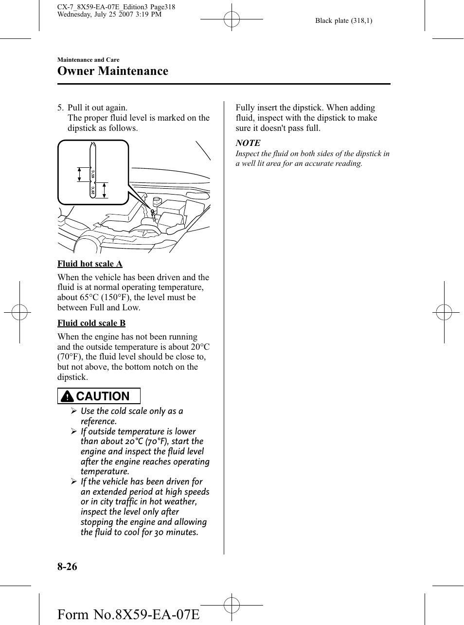 Owner maintenance, Caution | Mazda 2008 CX-7 User Manual | Page 318 / 502
