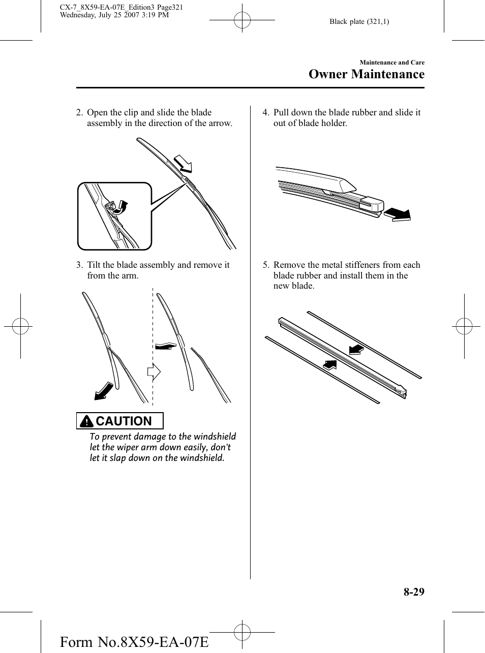 Owner maintenance, Caution | Mazda 2008 CX-7 User Manual | Page 321 / 502