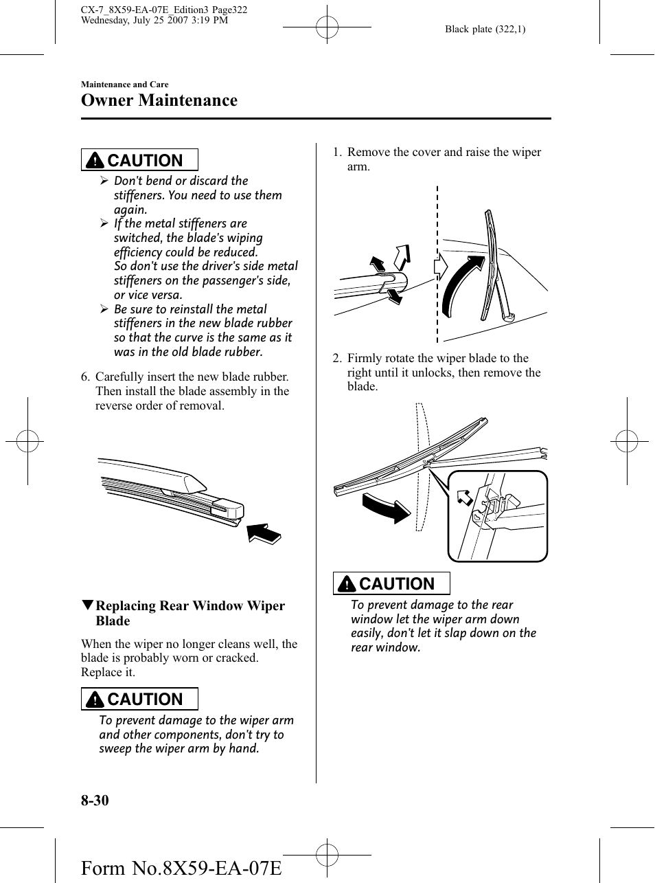 Owner maintenance, Caution | Mazda 2008 CX-7 User Manual | Page 322 / 502