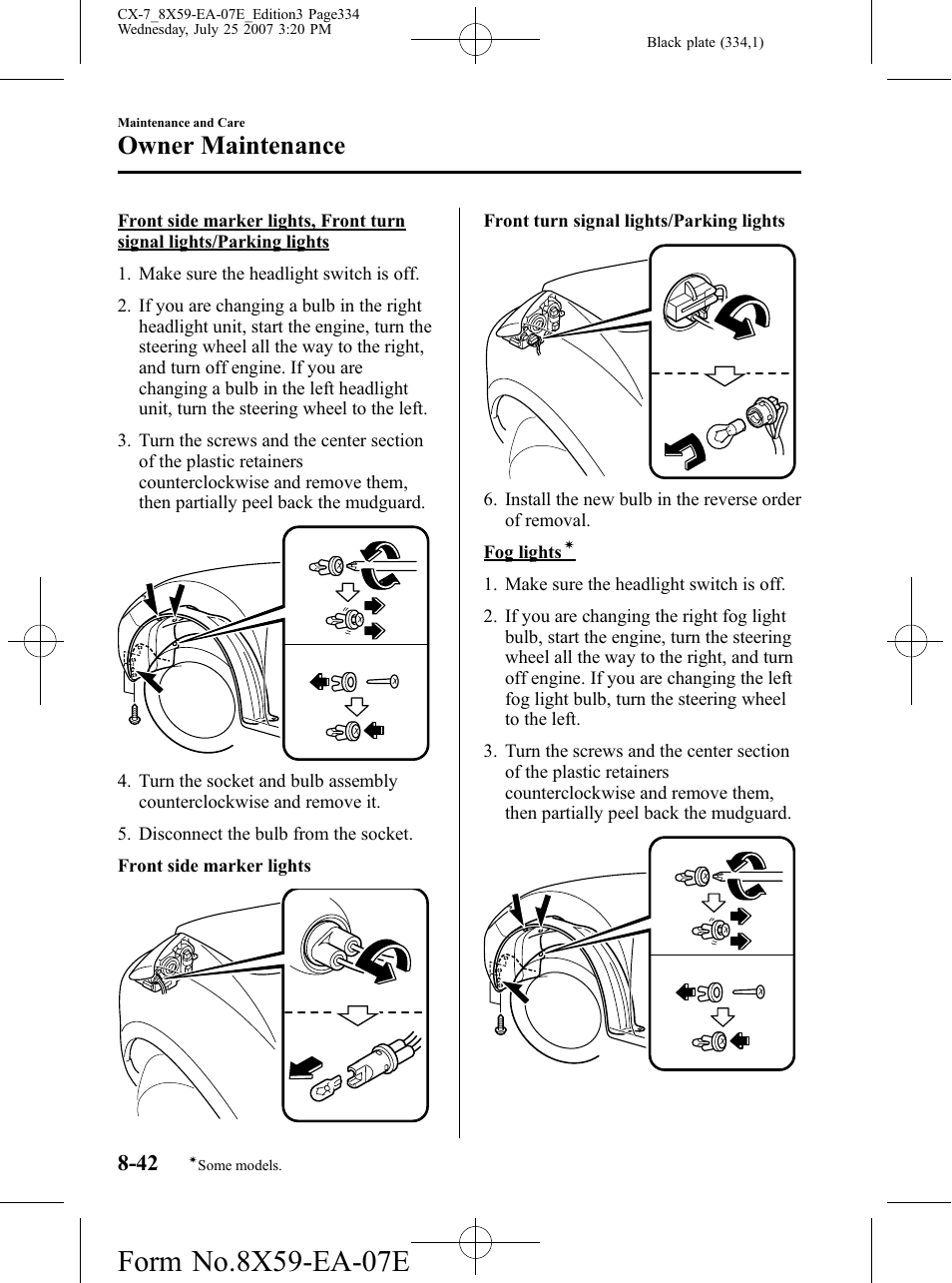 Owner maintenance | Mazda 2008 CX-7 User Manual | Page 334 / 502