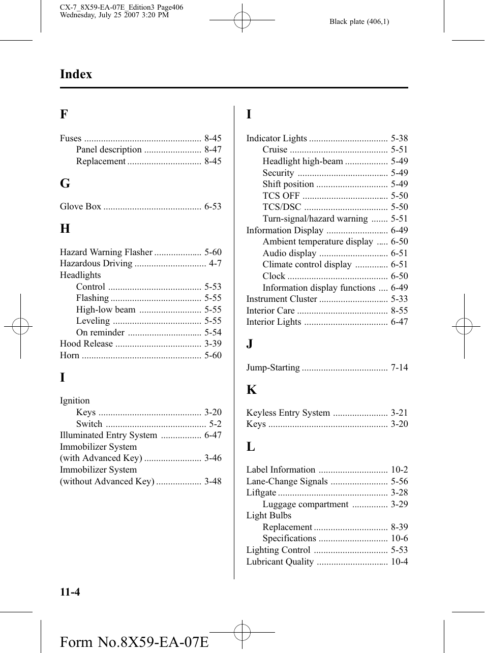 Index | Mazda 2008 CX-7 User Manual | Page 406 / 502