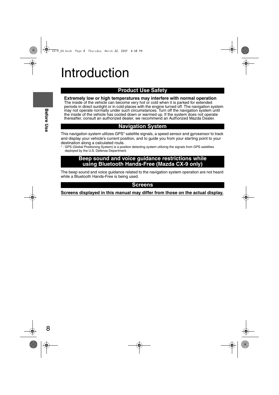 Introduction | Mazda 2008 CX-7 User Manual | Page 418 / 502