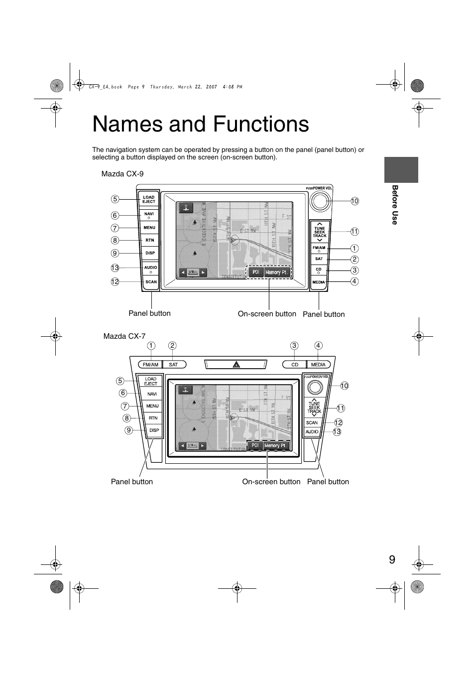 Names and functions | Mazda 2008 CX-7 User Manual | Page 419 / 502