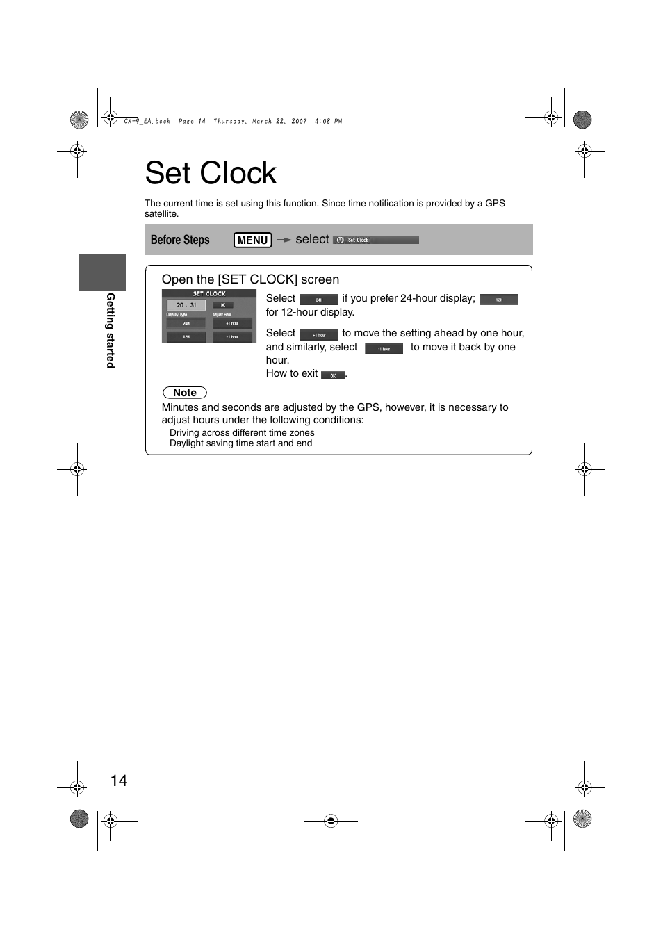 Set clock | Mazda 2008 CX-7 User Manual | Page 424 / 502