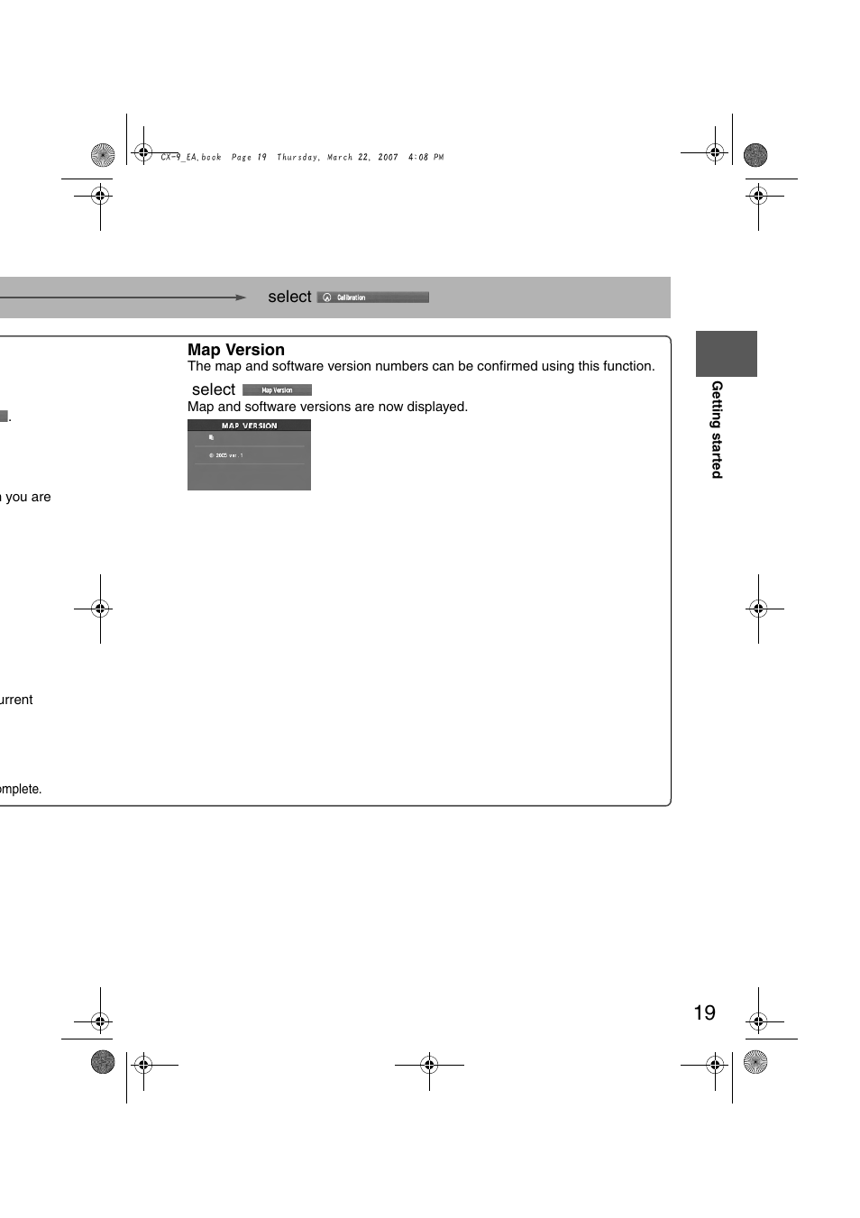 Select, Map version | Mazda 2008 CX-7 User Manual | Page 429 / 502