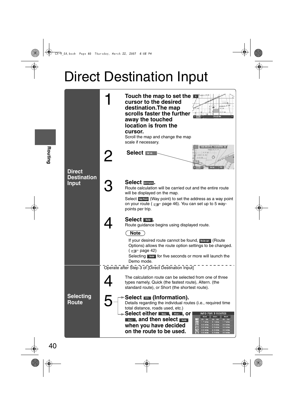 Direct destination input | Mazda 2008 CX-7 User Manual | Page 450 / 502