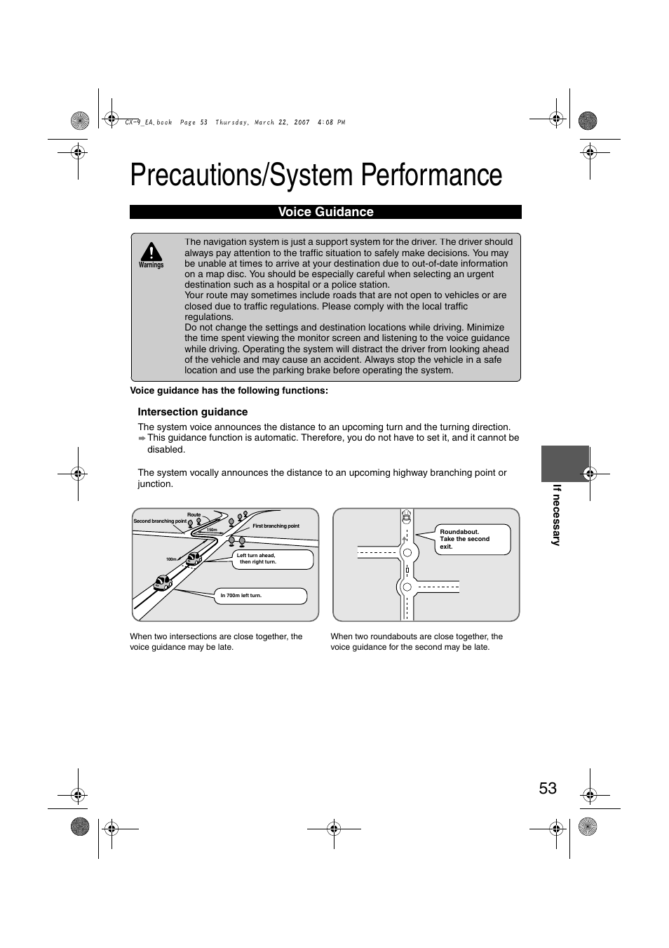 Precautions/system performance, Voice guidance | Mazda 2008 CX-7 User Manual | Page 463 / 502