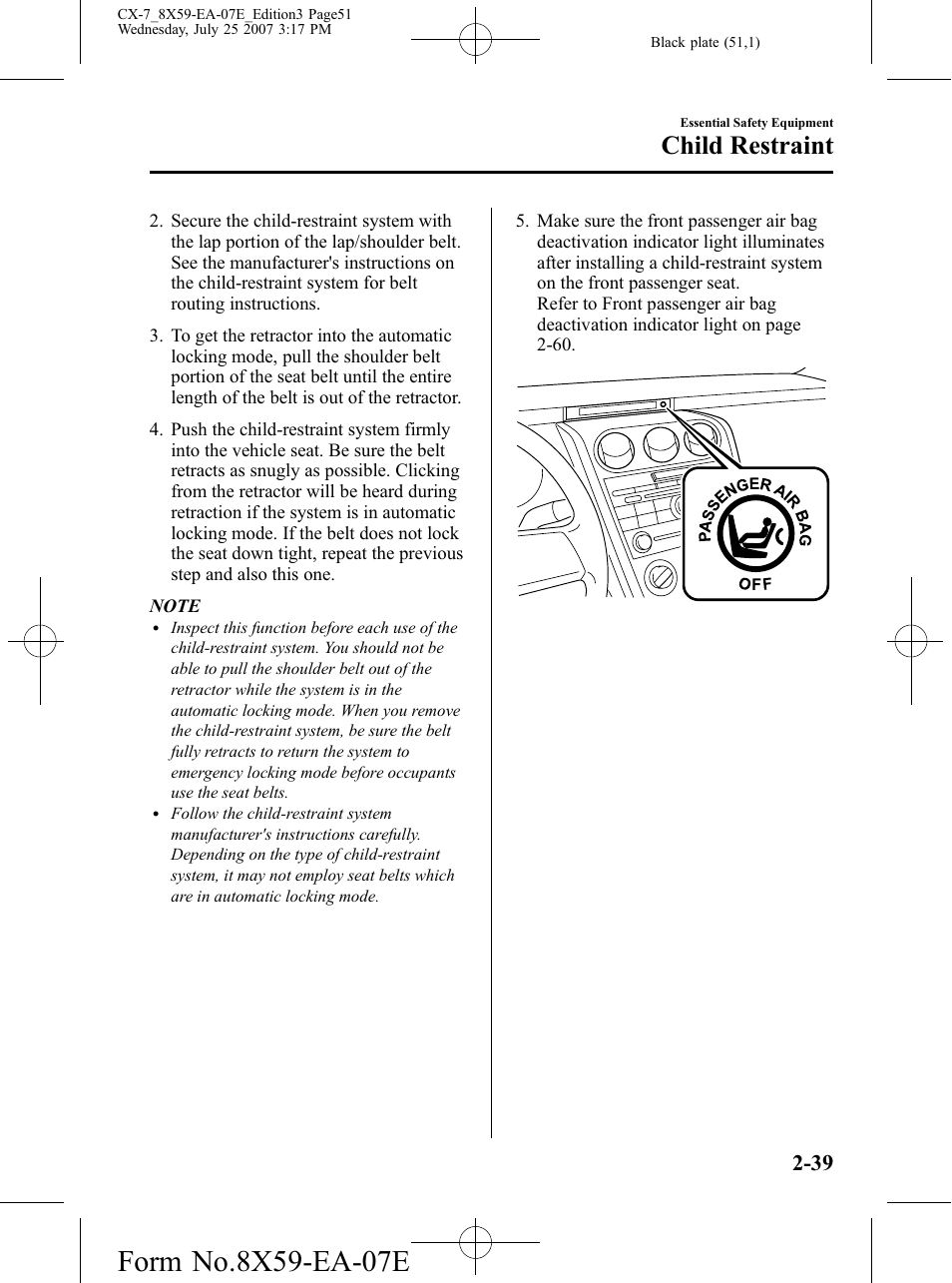 Child restraint | Mazda 2008 CX-7 User Manual | Page 51 / 502