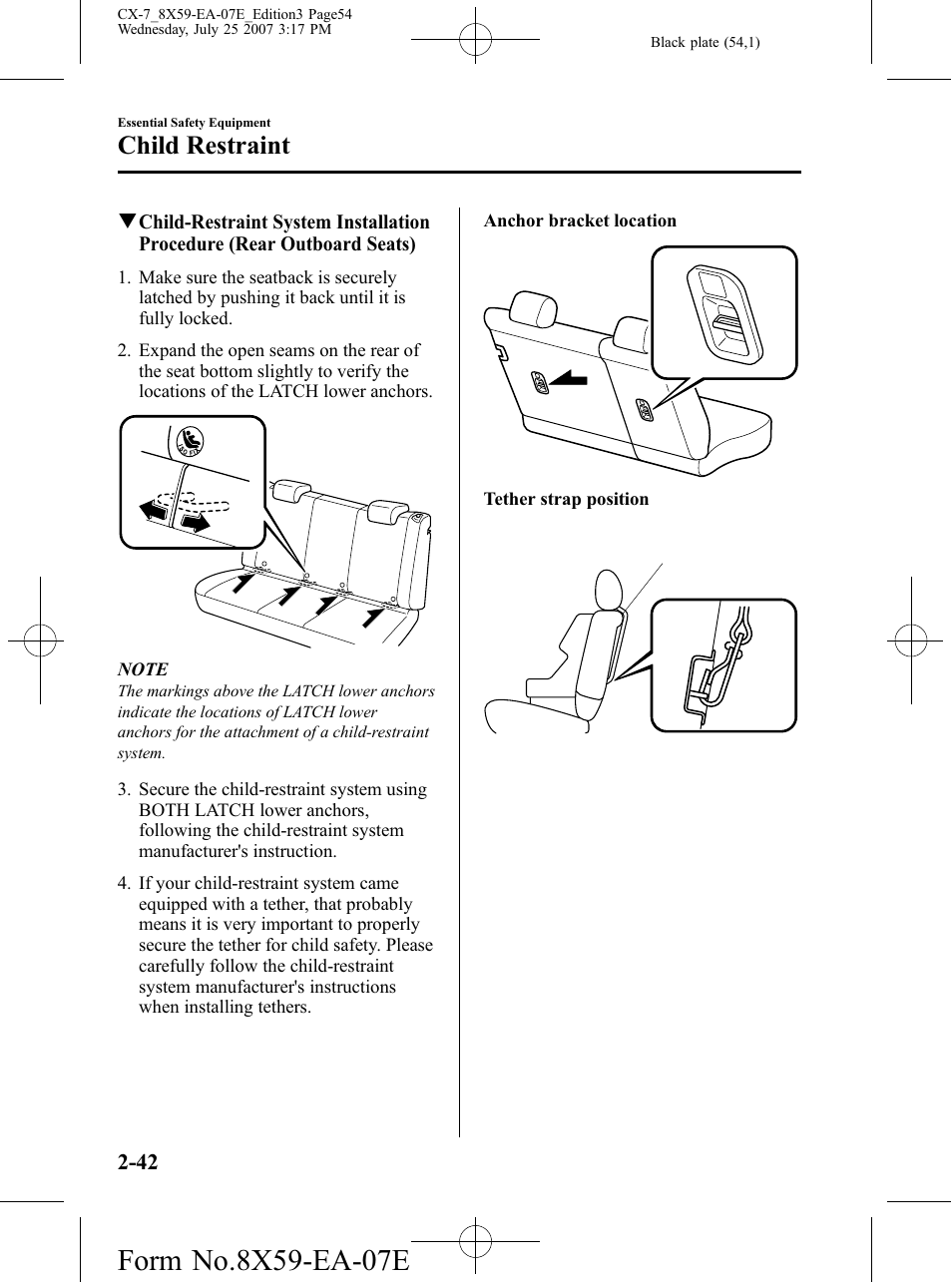 Child restraint | Mazda 2008 CX-7 User Manual | Page 54 / 502