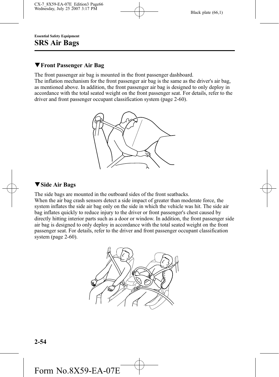 Srs air bags | Mazda 2008 CX-7 User Manual | Page 66 / 502
