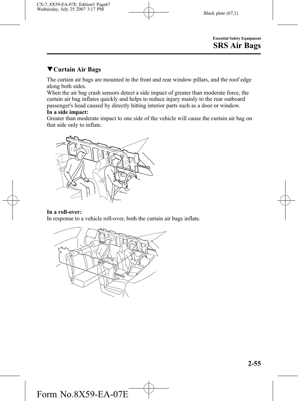 Srs air bags | Mazda 2008 CX-7 User Manual | Page 67 / 502