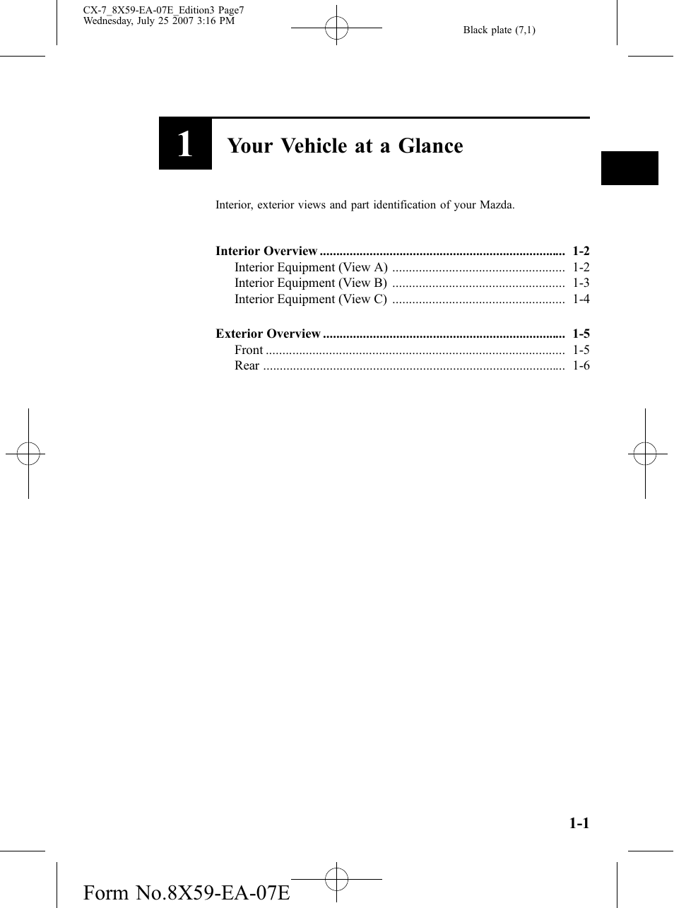 Your vehicle at a glance | Mazda 2008 CX-7 User Manual | Page 7 / 502