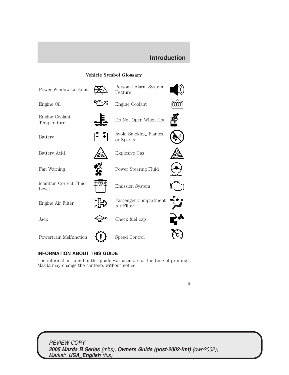 Introduction | Mazda 2005 B2300 Truck User Manual | Page 10 / 257