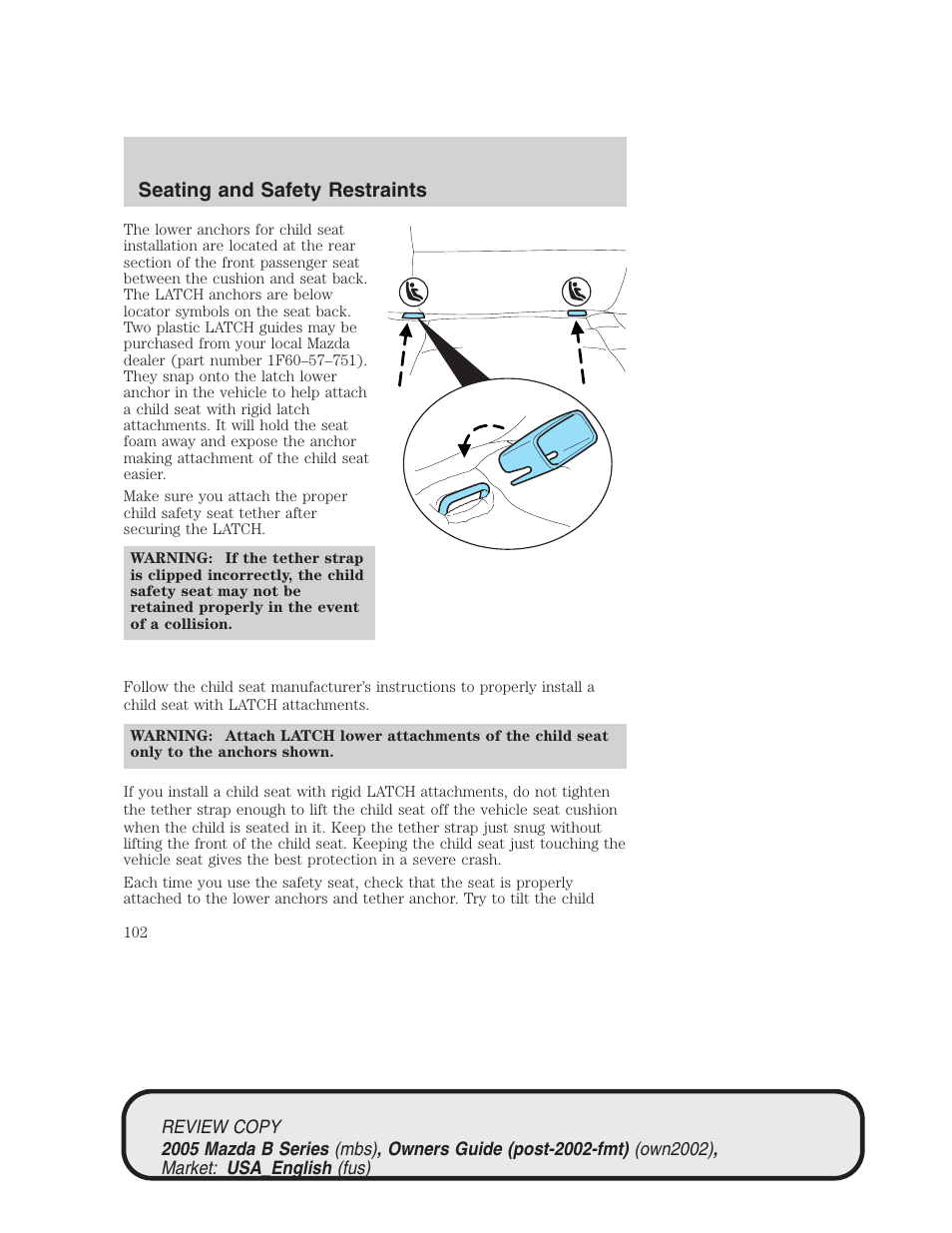 Seating and safety restraints | Mazda 2005 B2300 Truck User Manual | Page 103 / 257