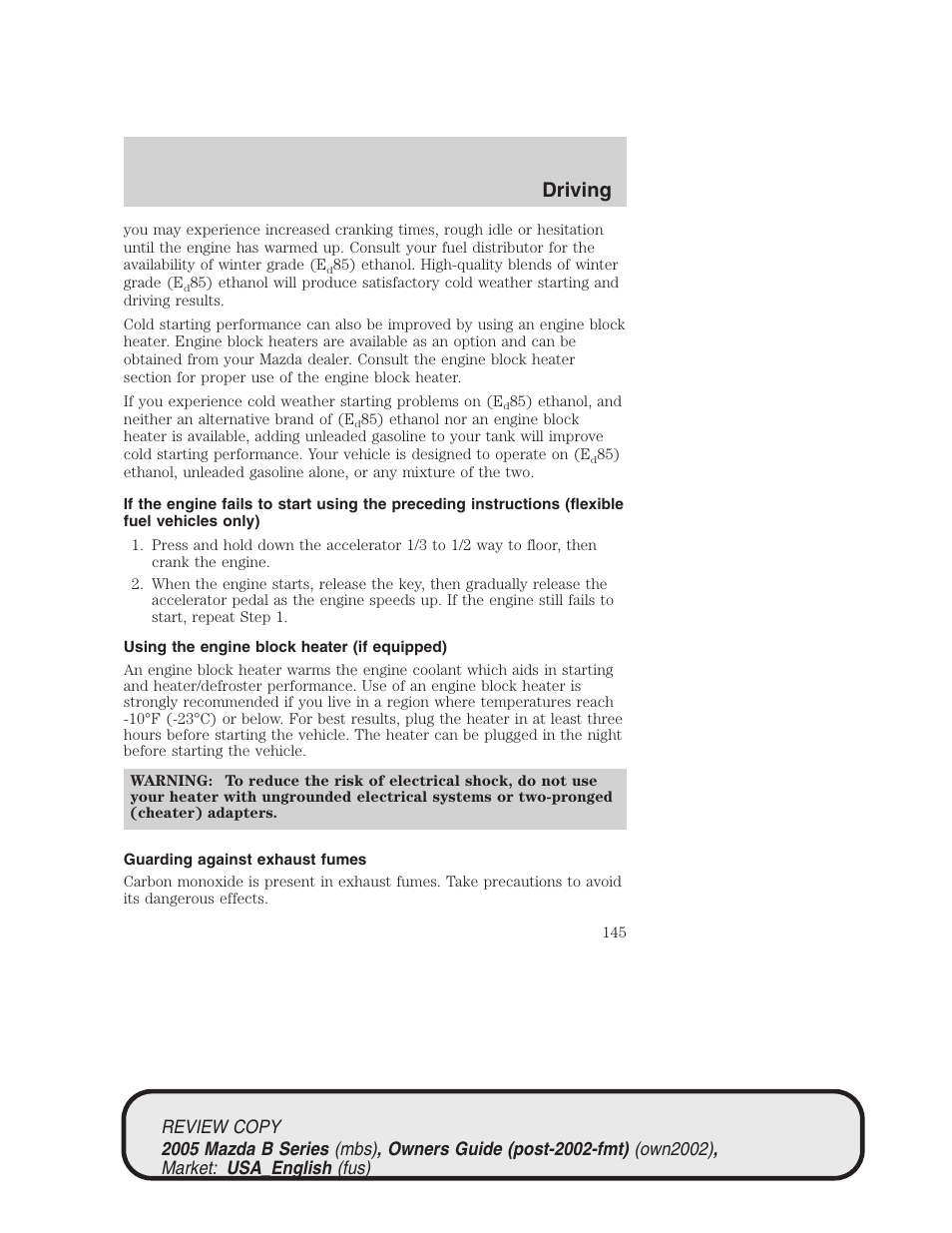 Driving | Mazda 2005 B2300 Truck User Manual | Page 146 / 257