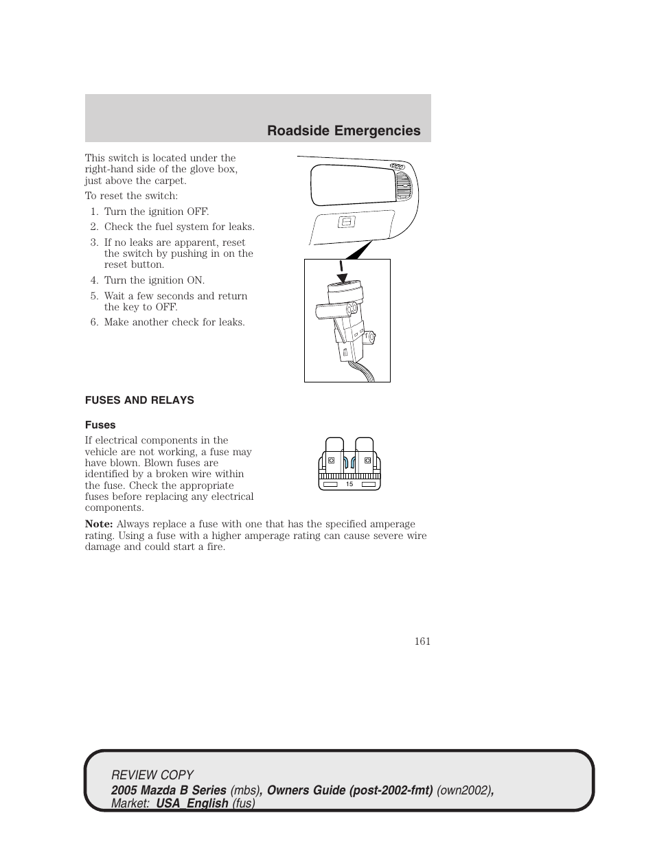 Roadside emergencies | Mazda 2005 B2300 Truck User Manual | Page 162 / 257