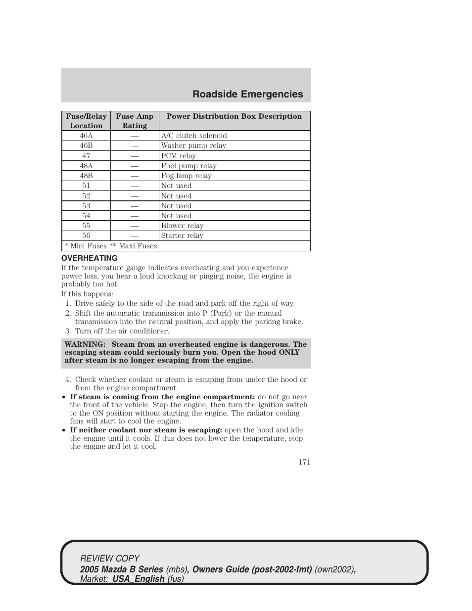 Roadside emergencies | Mazda 2005 B2300 Truck User Manual | Page 172 / 257