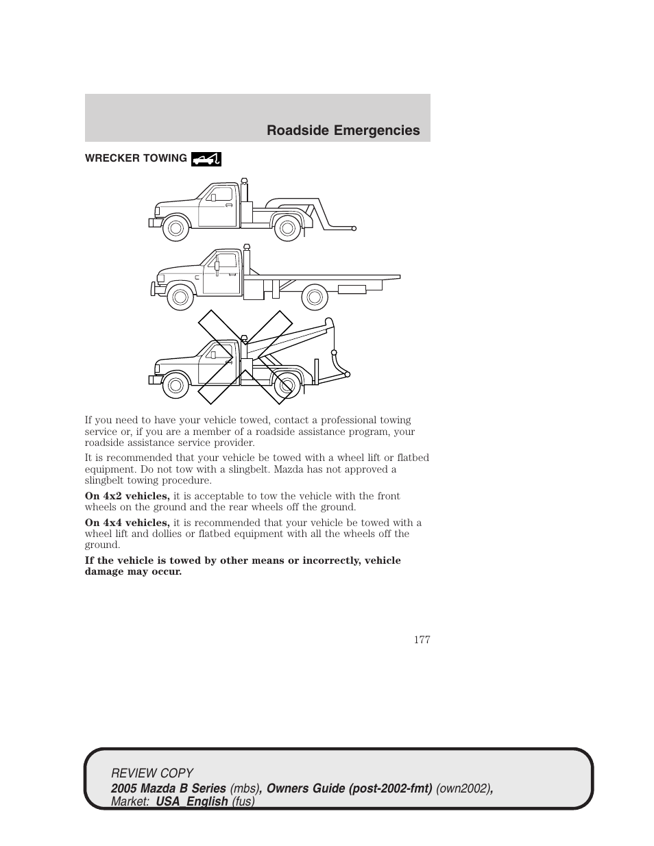 Roadside emergencies | Mazda 2005 B2300 Truck User Manual | Page 178 / 257