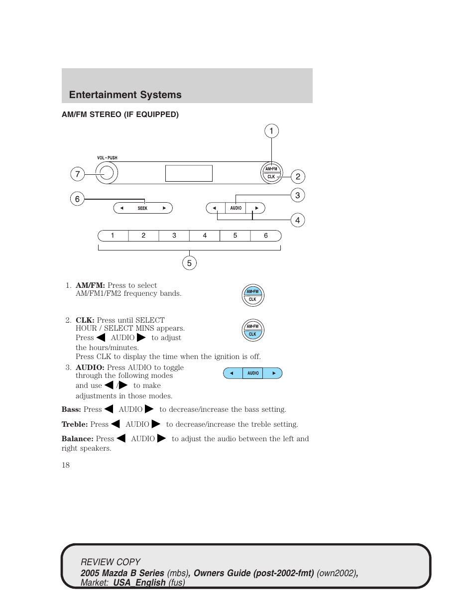 Entertainment systems | Mazda 2005 B2300 Truck User Manual | Page 19 / 257