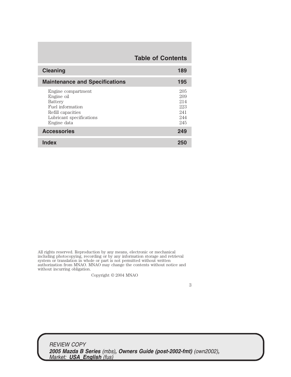 Mazda 2005 B2300 Truck User Manual | Page 4 / 257