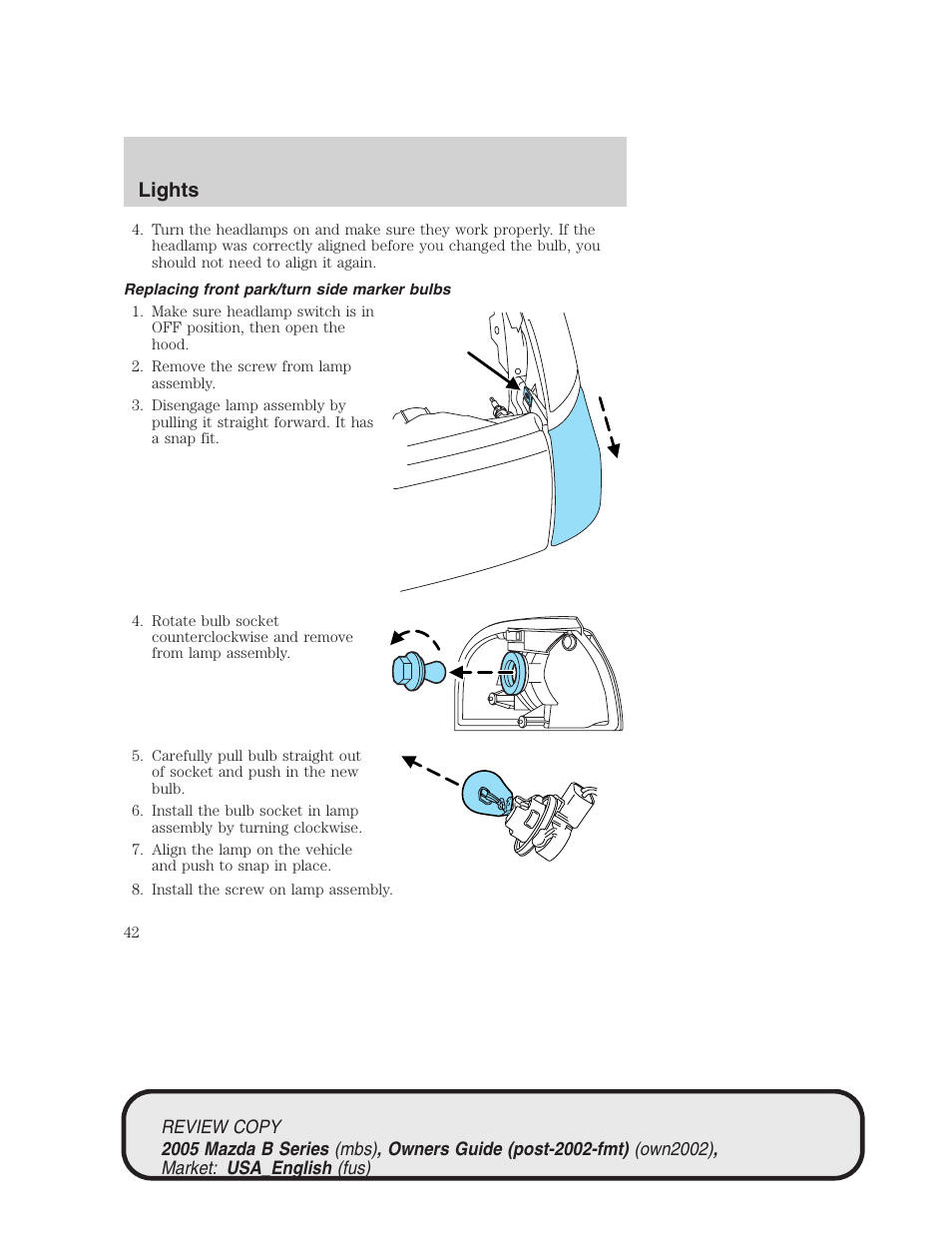 Lights | Mazda 2005 B2300 Truck User Manual | Page 43 / 257