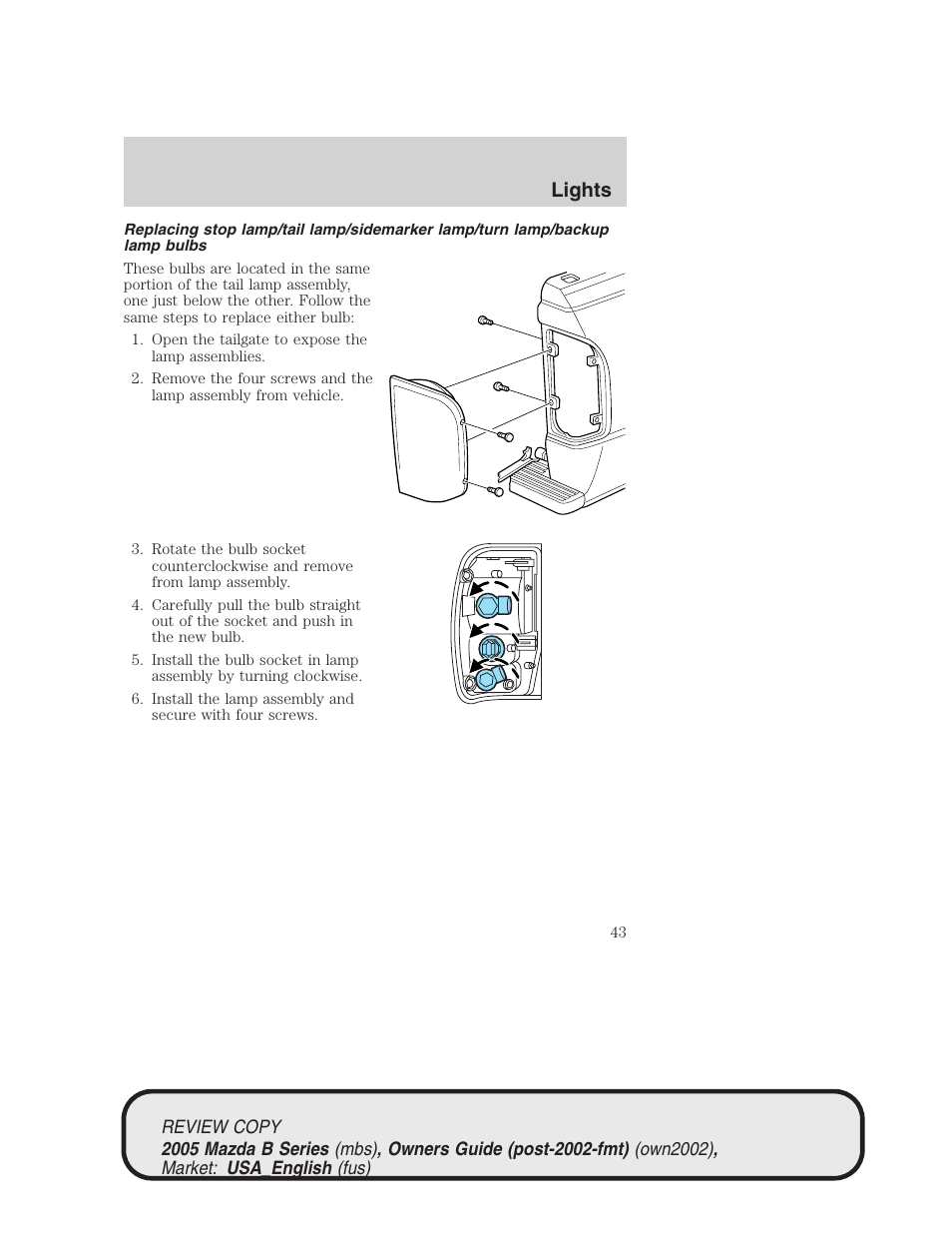 Lights | Mazda 2005 B2300 Truck User Manual | Page 44 / 257