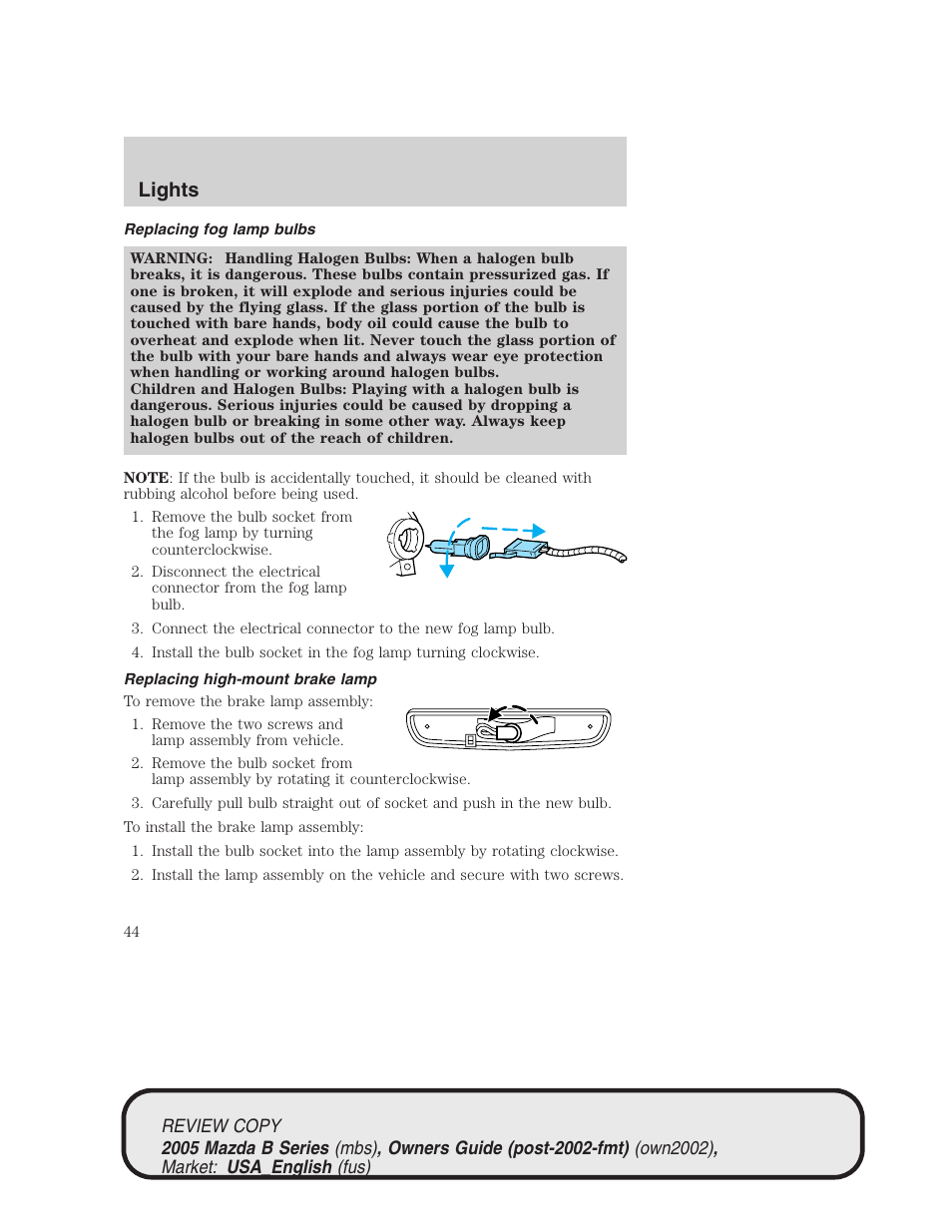 Lights | Mazda 2005 B2300 Truck User Manual | Page 45 / 257