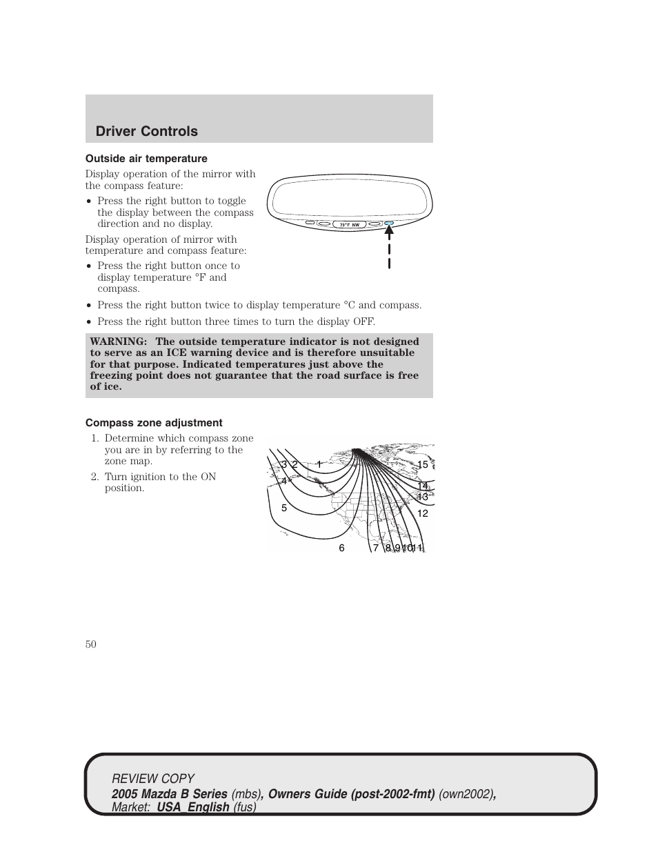 Driver controls | Mazda 2005 B2300 Truck User Manual | Page 51 / 257