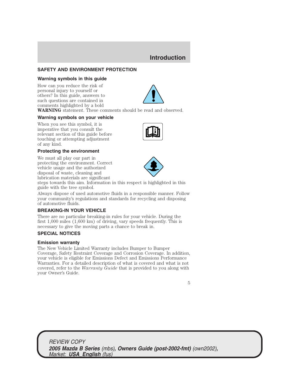 Introduction | Mazda 2005 B2300 Truck User Manual | Page 6 / 257