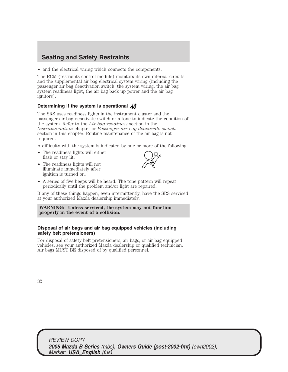 Seating and safety restraints | Mazda 2005 B2300 Truck User Manual | Page 83 / 257