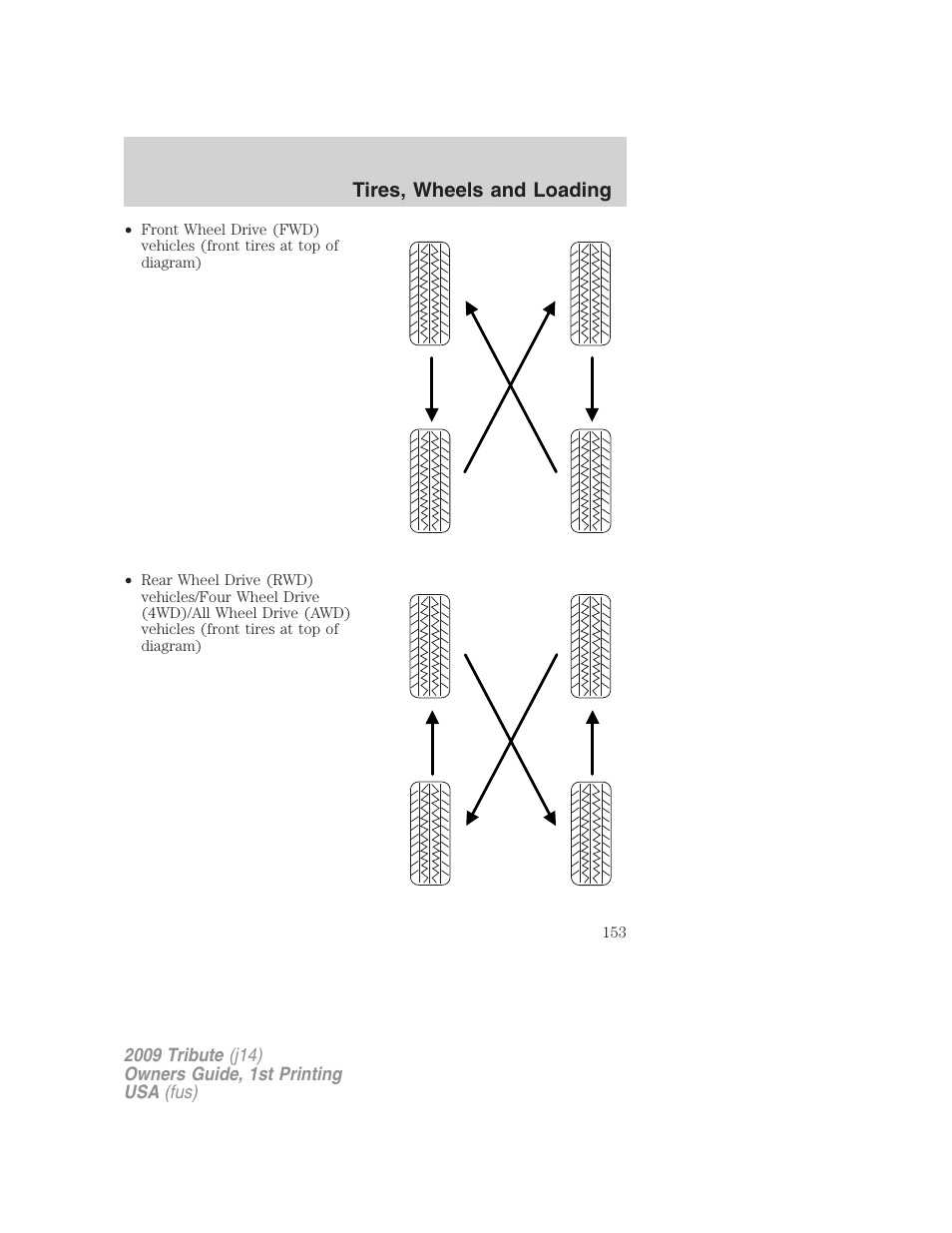 Tires, wheels and loading | Mazda 2009 Tribute User Manual | Page 153 / 304