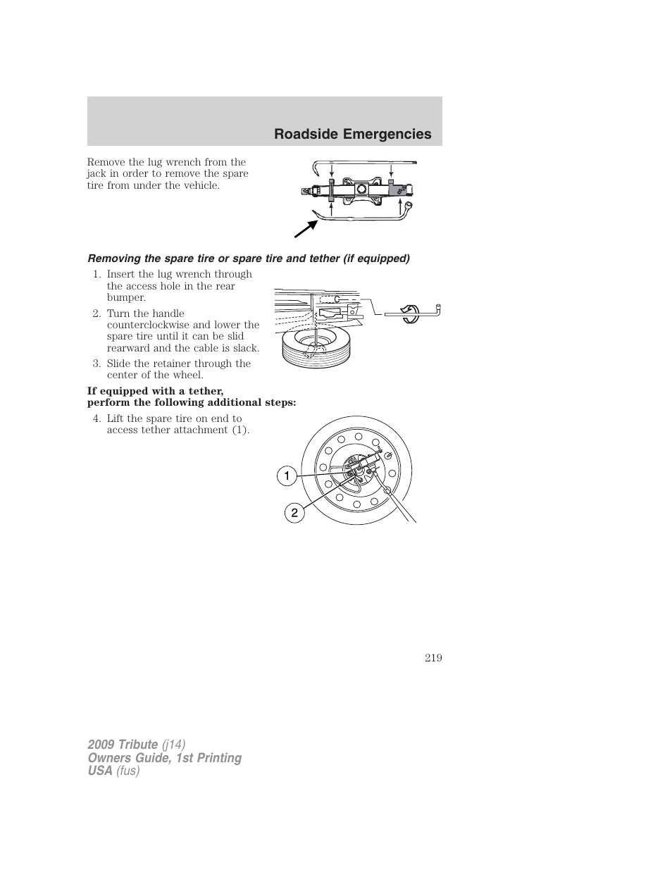 Roadside emergencies | Mazda 2009 Tribute User Manual | Page 219 / 304