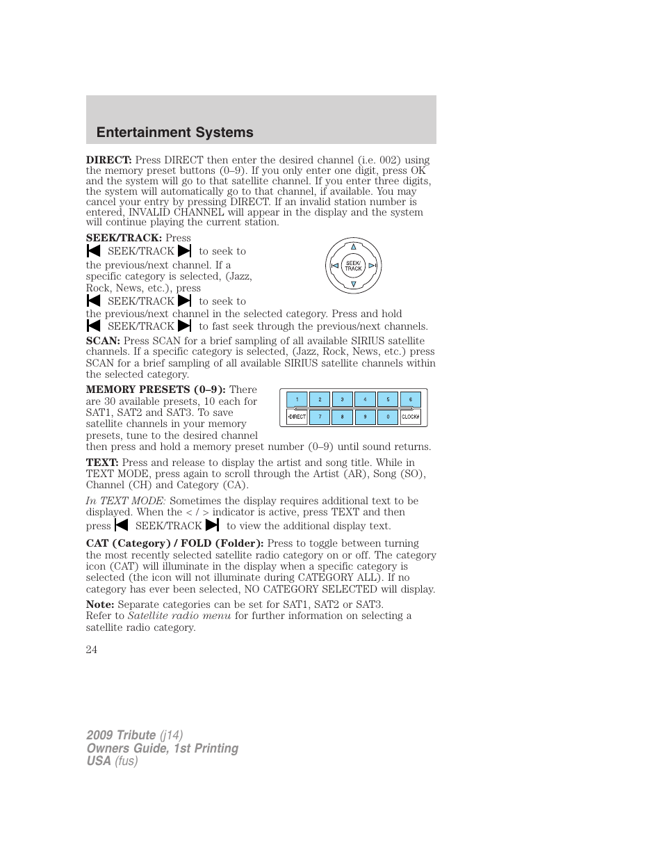 Entertainment systems | Mazda 2009 Tribute User Manual | Page 24 / 304