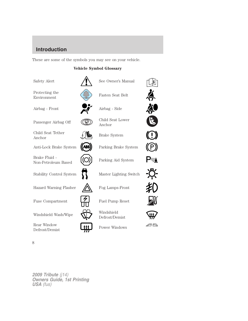 Introduction | Mazda 2009 Tribute User Manual | Page 8 / 304